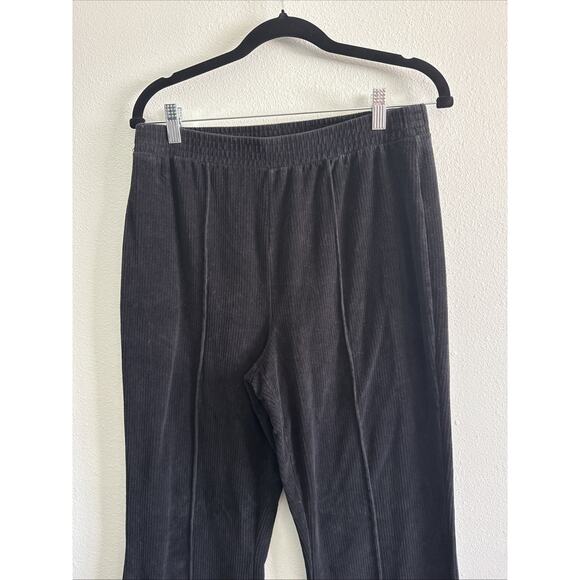 Aerie High Waisted Ribbed Flare Leggings Black Stretch Lounge Womens Large Tall - Picture 2 of 5